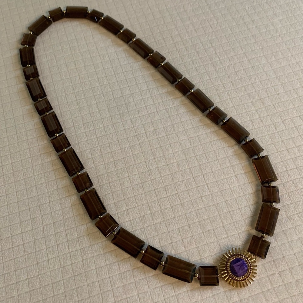 Kate Spade faceted smoky acrylic long necklace - Picture 3 of 13